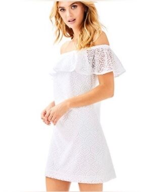 NWOT off the shoulder white lace dress